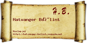 Hatvanger Bálint névjegykártya